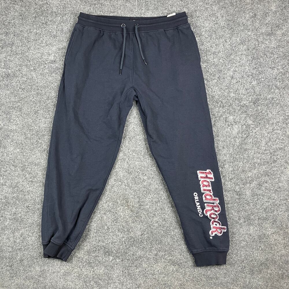 Hard Rock Orlando Sweatpants XXL Navy‎ Joggers Cuffed Graphic Lounge Pants